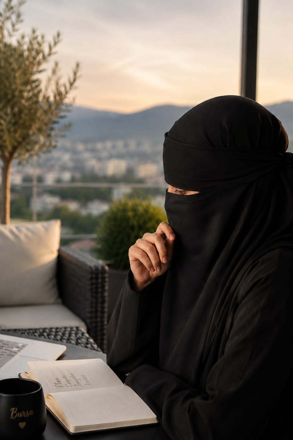 Jalilah, Beziehungscoach für Frauen, bei der Arbeit